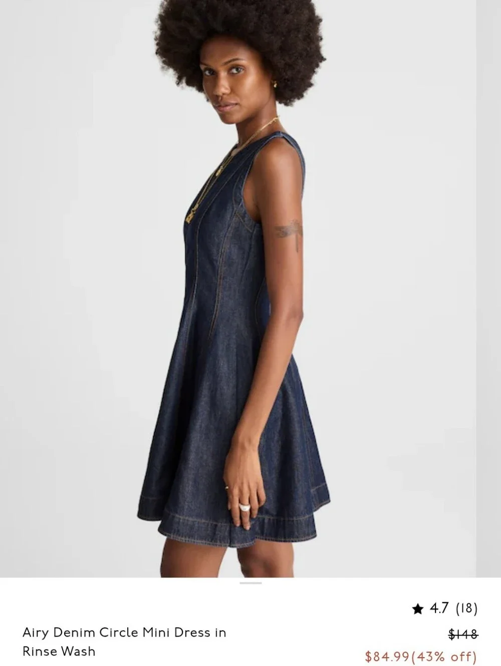 NWT Madewell Airy Denim Circle Mini Dress Rinse Wash Blue Size L - Picture 11 of 13